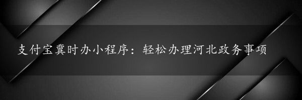 支付宝冀时办小程序：轻松办理河北政务事项