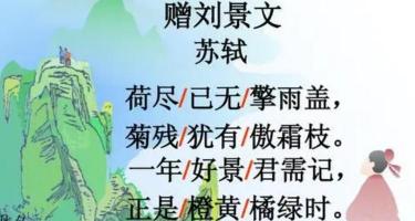 赠刘景文的意思：苏轼送给好友的勉励诗，表达对品格和节操的称颂