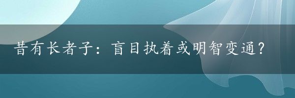 昔有长者子：盲目执着或明智变通？