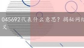 045692代表什么意思？揭秘网络数字梗背后的情感含义