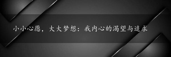 小小心愿，大大梦想：我内心的渴望与追求