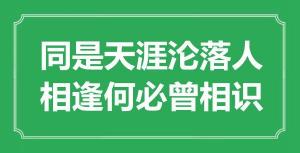 相逢何必曾相识上一句：同是天涯沦落人，琵琶声里诉衷情