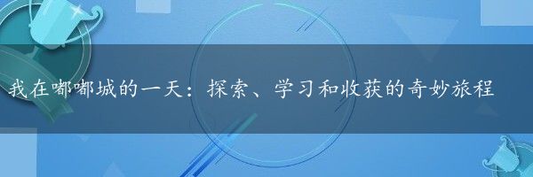 我在嘟嘟城的一天：探索、学习和收获的奇妙旅程