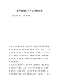 指导老师对实习生的评价与建议