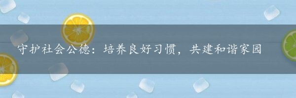 守护社会公德：培养良好习惯，共建和谐家园